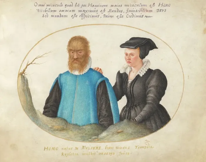 Framed Print : Plate 1: Pedro González (Petrus Gonsalvus) and His Wife, Catherine, c. 1575 / 1580. Creator: Joris Hoefnagel Framed Print : Plate 1: Pedro González (Petrus Gonsalvus) and His Wife, Catherine, c. 1575 / 1580. Creator: Joris Hoefnagel