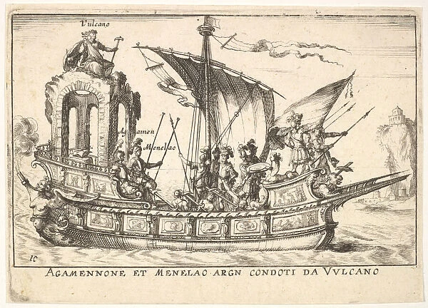 Plate 10: Agamemnon and Menelaus seated in a boat accompanied by other figures including