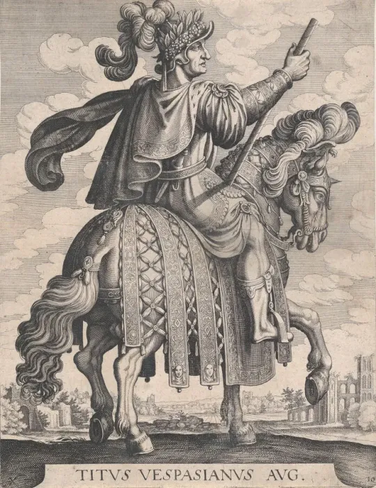 Framed Print : Plate 10: Emperor Titus on Horseback, from The First Twelve Roman Caesars after Tempe Framed Print : Plate 10: Emperor Titus on Horseback, from The First Twelve Roman Caesars after Tempe