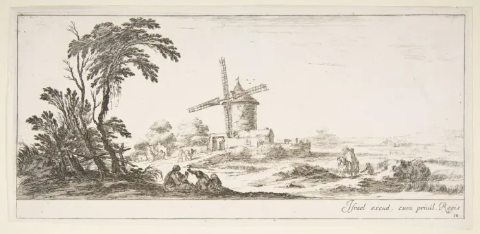Framed Print : Plate 10: a family in center foreground, various figures and horses in middleground, a Framed Print : Plate 10: a family in center foreground, various figures and horses in middleground, a