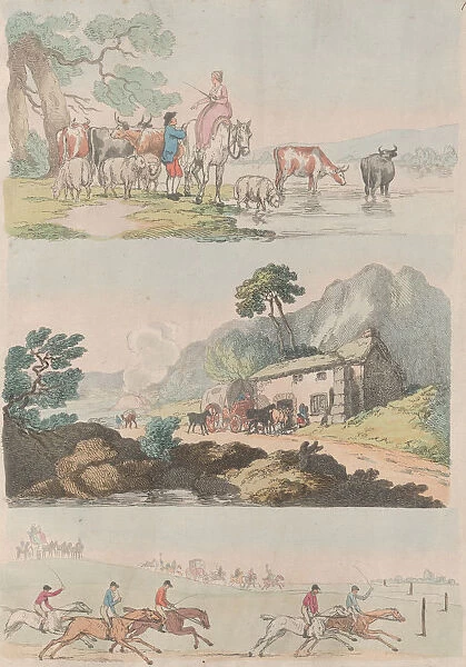 Plate 10, Outlines of Figures, Landscapes and Cattle... for the Use of Learners