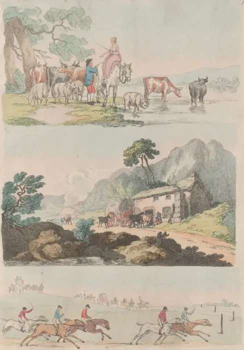 Framed Print : Plate 10, Outlines of Figures, Landscapes and Cattle... for the Use of Learners Framed Print : Plate 10, Outlines of Figures, Landscapes and Cattle... for the Use of Learners