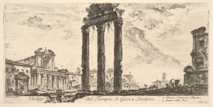 Framed Print : Plate 10: Ruins of the Temple of Jupiter Stator (Jupiter the Supporter). 1. Temple of Framed Print : Plate 10: Ruins of the Temple of Jupiter Stator (Jupiter the Supporter). 1. Temple of