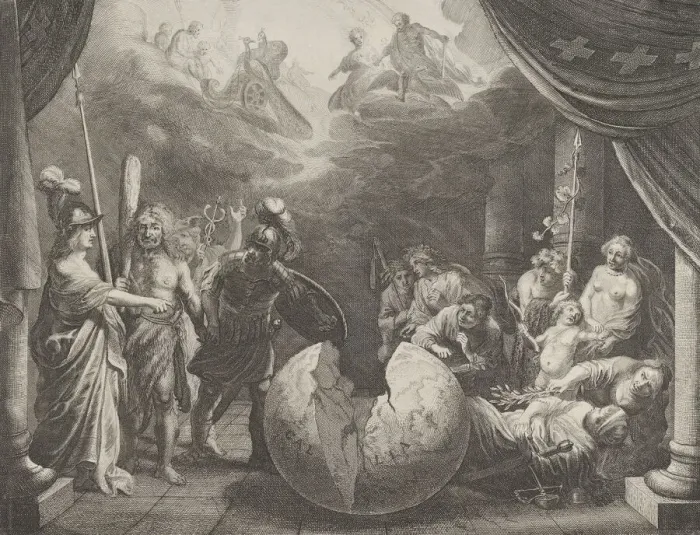 Framed Print : Plate 11: Allegory on the Discord in France, from Caspar Barlaeus Framed Print : Plate 11: Allegory on the Discord in France, from Caspar Barlaeus