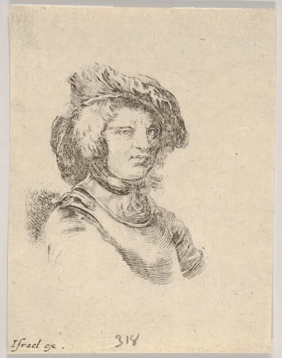Framed Print : Plate 11: bust of a man wearing a cap and looking towards the right Framed Print : Plate 11: bust of a man wearing a cap and looking towards the right