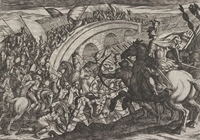 Framed Print : Plate 11: Civilis Troops Crossing the Ms River, from The War of the Romans Against Framed Print : Plate 11: Civilis Troops Crossing the Ms River, from The War of the Romans Against