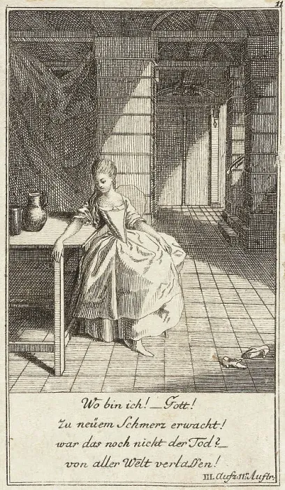 Framed Print : Plate 11 from The Deserter by Sedaine, 1775. Creator: Daniel Berger
