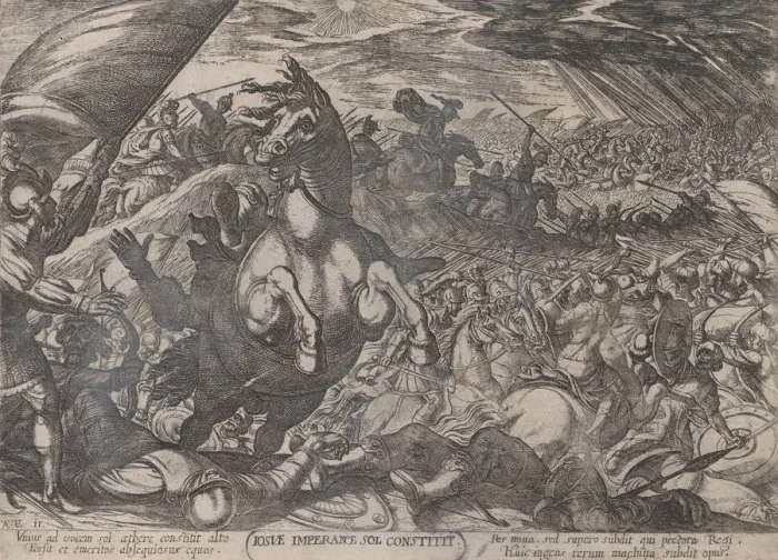 Framed Print : Plate 11: Joshua Ordering the Sun to Stand Still, from The Battles of the Ol... ca Framed Print : Plate 11: Joshua Ordering the Sun to Stand Still, from The Battles of the Ol... ca