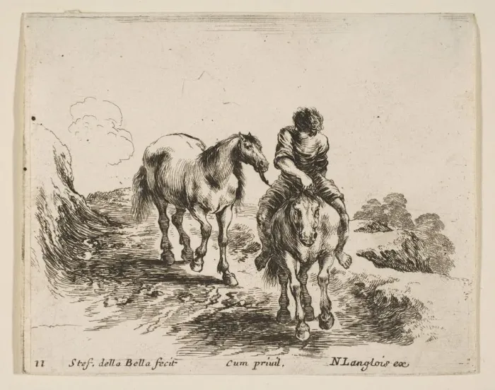 Framed Print : Plate 11: a young horseman, seen from the front, leading another horse, from Diver Framed Print : Plate 11: a young horseman, seen from the front, leading another horse, from Diver