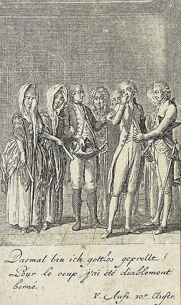 Plate 12 for C. L. Bretzner's The Marriage Broker, 1784. Creator: Daniel Nikolaus Chodowiecki