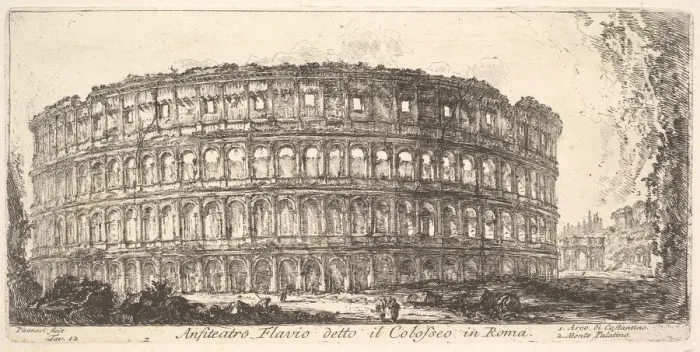 Framed Print : Plate 12: Flavian Amphitheater, called the Colosseum. 1. Arch of Constantine. 2. Palat Framed Print : Plate 12: Flavian Amphitheater, called the Colosseum. 1. Arch of Constantine. 2. Palat
