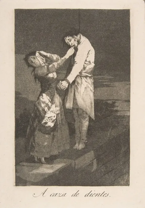 Framed Print : Plate 12 from Los Caprichos : Out hunting for teeth (A caza des dientes. ), 1799 Framed Print : Plate 12 from Los Caprichos : Out hunting for teeth (A caza des dientes. ), 1799