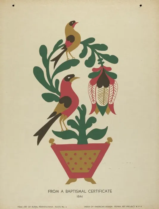 Framed Print : Plate 12: From Portfolio Folk Art of Rural Pennsylvania, c. 1939. Creator: Unknown Framed Print : Plate 12: From Portfolio Folk Art of Rural Pennsylvania, c. 1939. Creator: Unknown