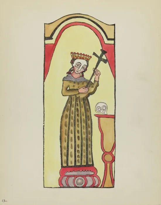 Framed Print : Plate 12: Saint Rita: From Portfolio Spanish Colonial Designs of New Mexico, 1935 / 1942. Creator: Unknown Framed Print : Plate 12: Saint Rita: From Portfolio Spanish Colonial Designs of New Mexico, 1935 / 1942. Creator: Unknown