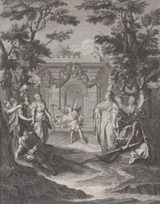 Framed Print : Plate 13: entrance of Love and Wealth to Gamaches wedding (Entré Framed Print : Plate 13: entrance of Love and Wealth to Gamaches wedding (Entré