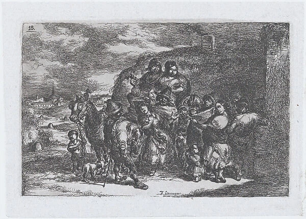 Plate 13: a group of people outdoors including possibly musicians