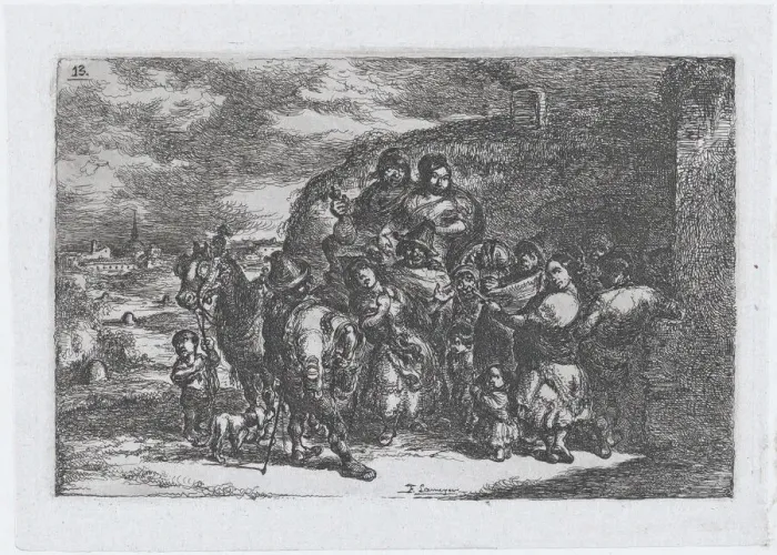 Framed Print : Plate 13: a group of people outdoors including possibly musicians Framed Print : Plate 13: a group of people outdoors including possibly musicians