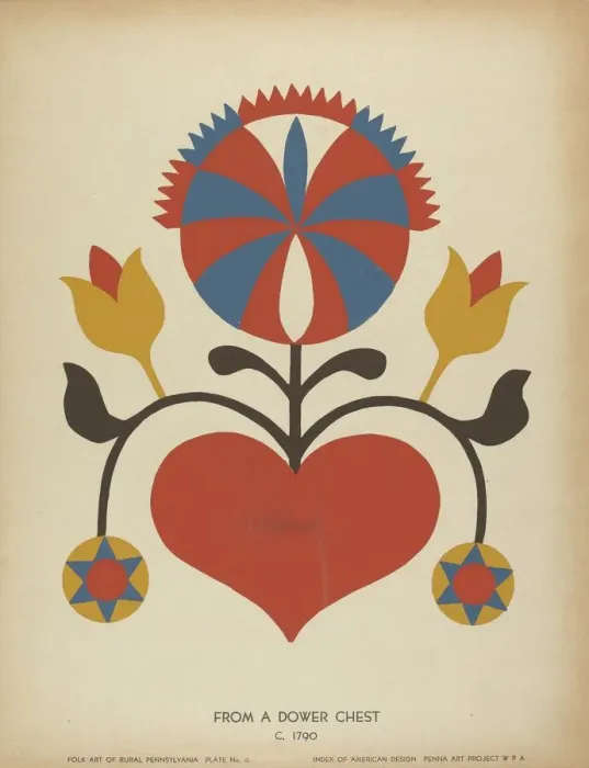 Framed Print : Plate 13: From the Portfolio Folk Art of Rural Pennsylvania, c. 1939. Creator: Unknown Framed Print : Plate 13: From the Portfolio Folk Art of Rural Pennsylvania, c. 1939. Creator: Unknown