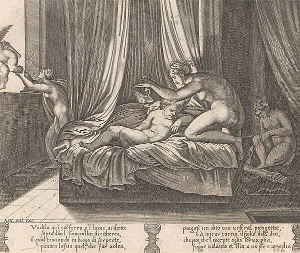 Plate 13: Psyche looking at Cupid, from the Story of Cupid and Psyche as told by Apulei