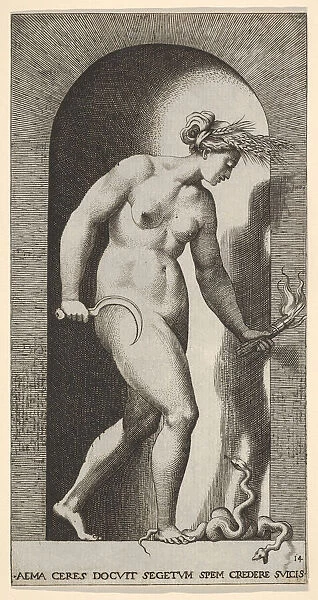 Plate 14: Ceres in a niche, facing right, standing over a two-headed snake