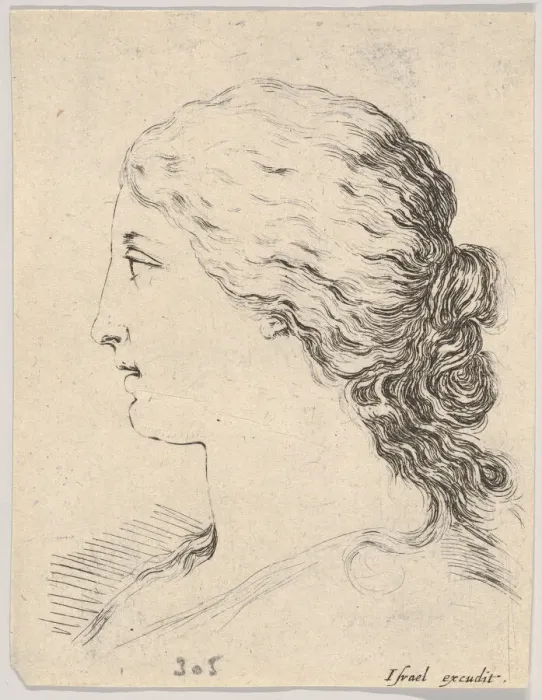 Framed Print : Plate 14: head of a woman, in profile, from The Book for Learning to Draw (Livre pou Framed Print : Plate 14: head of a woman, in profile, from The Book for Learning to Draw (Livre pou