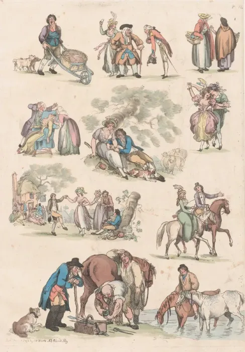 Framed Print : Plate 14, Outlines of Figures, Landscapes and Cattle... for the Use of Learners, Ju Framed Print : Plate 14, Outlines of Figures, Landscapes and Cattle... for the Use of Learners, Ju