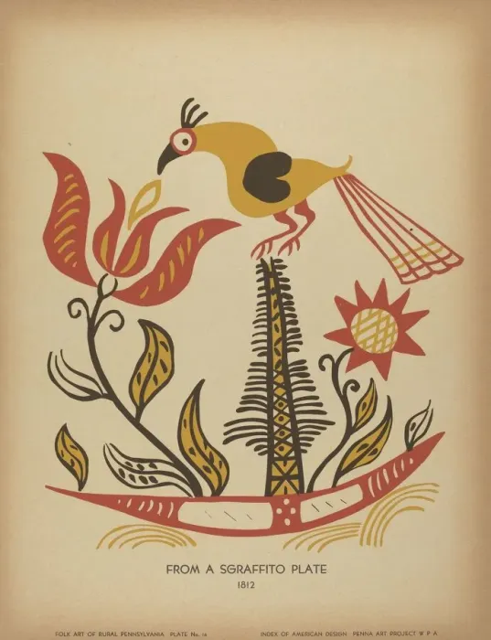 Framed Print : Plate 14: From the Portfolio Folk Art of Rural Pennsylvania, c. 1939. Creator: Unknown Framed Print : Plate 14: From the Portfolio Folk Art of Rural Pennsylvania, c. 1939. Creator: Unknown