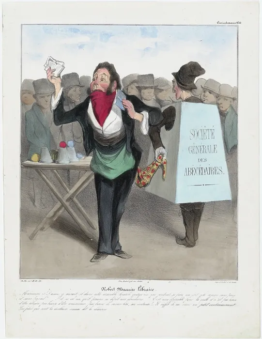 Framed Print : Plate 14: Robert Macaire Libraire, 1838. Creator: Honore Daumier Framed Print : Plate 14: Robert Macaire Libraire, 1838. Creator: Honore Daumier
