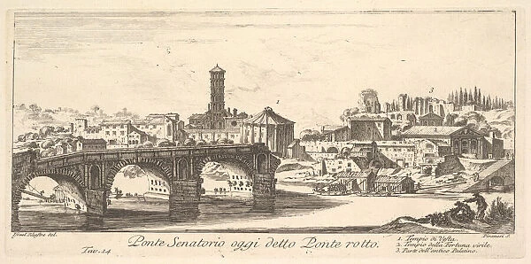 Plate 14: Senatorial Bridge, today called the Ponte Rotto (Broken Bridge). 1. Temple o