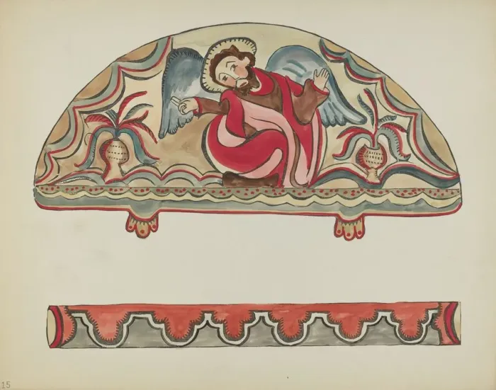 Framed Print : Plate 15: The Creation (Lunette): From Portfolio Spanish Colonial Designs of New Mexico, 1935 / 1942 Creator: Unknown Framed Print : Plate 15: The Creation (Lunette): From Portfolio Spanish Colonial Designs of New Mexico, 1935 / 1942 Creator: Unknown