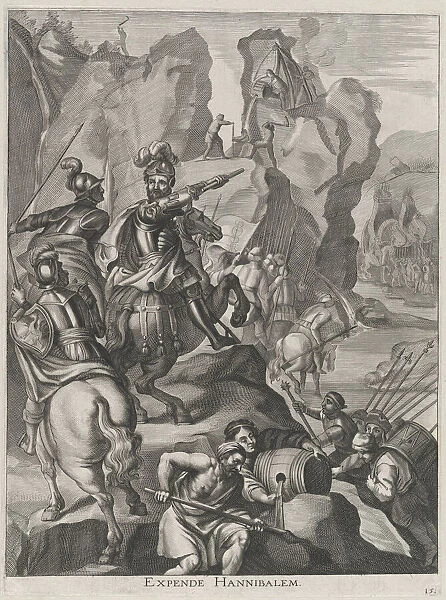 Plate 15: Ferdinand as Hannibal crossing the Alps; from Guillielmus Becanuss Serenissimi... 1636. Creators: Johannes Meursius, Willem van der Beke