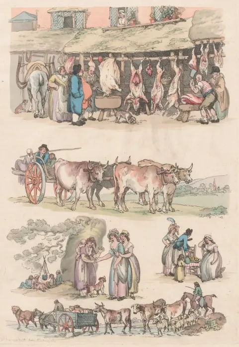 Framed Print : Plate 15, Outlines of Figures, Landscapes and Cattle... for the Use of Learners, Ju Framed Print : Plate 15, Outlines of Figures, Landscapes and Cattle... for the Use of Learners, Ju