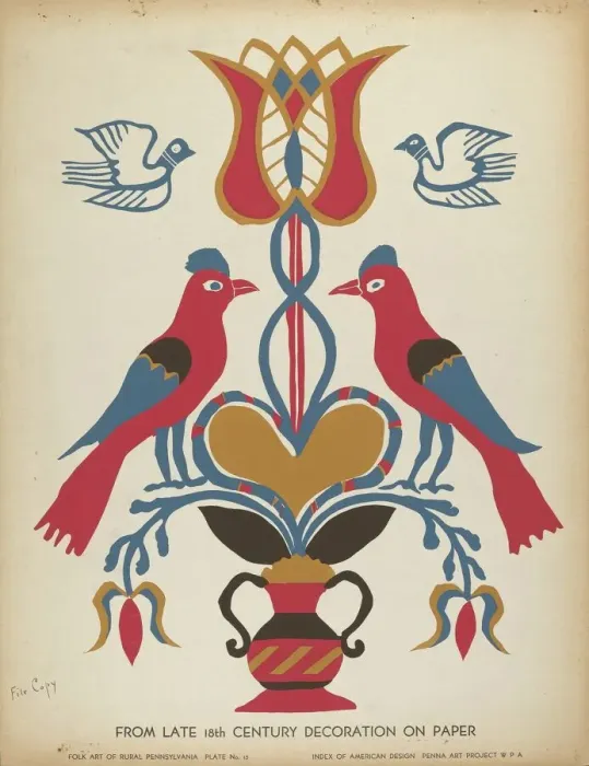 Framed Print : Plate 15: From the Portfolio Folk Art of Rural Pennsylvania, c. 1939. Creator: Unknown Framed Print : Plate 15: From the Portfolio Folk Art of Rural Pennsylvania, c. 1939. Creator: Unknown