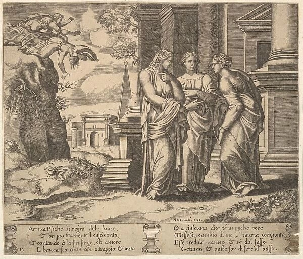 Plate 15: Psyche relating her misfortunes to her sisters, from The Fable of Psyche