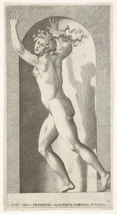 Framed Print : Plate 16: Hebe in a niche with her hands in the air, running to the left while looking to Framed Print : Plate 16: Hebe in a niche with her hands in the air, running to the left while looking to