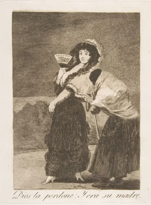 Framed Print : Plate 16 from Los Caprichos : For heavens sake: and it was her mother (Dios la Perdone Framed Print : Plate 16 from Los Caprichos : For heavens sake: and it was her mother (Dios la Perdone