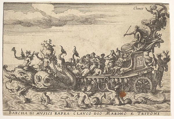 Plate 16: Ship of musicians with the sea god Claucus and tritons