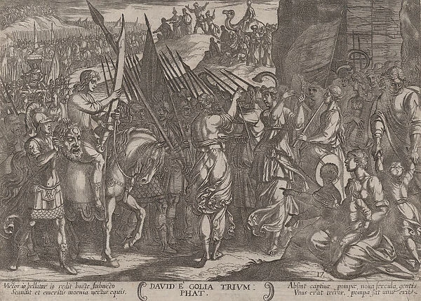 Plate 17: David Returning in Triumph with the Head of Goliath, from The Batt... ca
