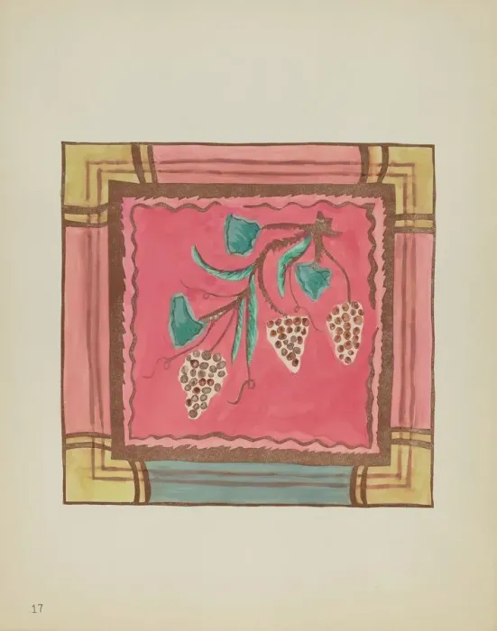 Framed Print : Plate 17: Grapes, Altar Panel: From Portfolio Spanish Colonial Designs of New Mexico, 1935 / 1942. Creator: Unknown Framed Print : Plate 17: Grapes, Altar Panel: From Portfolio Spanish Colonial Designs of New Mexico, 1935 / 1942. Creator: Unknown