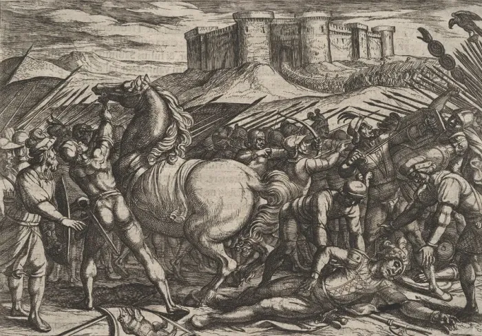 Framed Print : Plate 17: The Romans Misled by Civilis Horse to Believe that He was Dead or Injured Framed Print : Plate 17: The Romans Misled by Civilis Horse to Believe that He was Dead or Injured