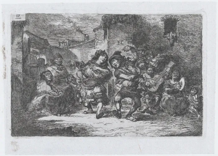 Framed Print : Plate 17: street musicians and dancing figures, from the series of customs Framed Print : Plate 17: street musicians and dancing figures, from the series of customs