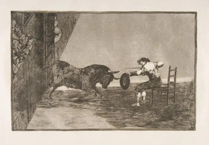Framed Print : Plate 18 of the Tauromaquia : The daring of Martincho in the ring at Saragossa, 1816 Framed Print : Plate 18 of the Tauromaquia : The daring of Martincho in the ring at Saragossa, 1816
