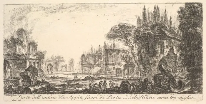 Framed Print : Plate 19: Part of the ancient Appian Way about three miles outside Porta S. Sebastiano Framed Print : Plate 19: Part of the ancient Appian Way about three miles outside Porta S. Sebastiano