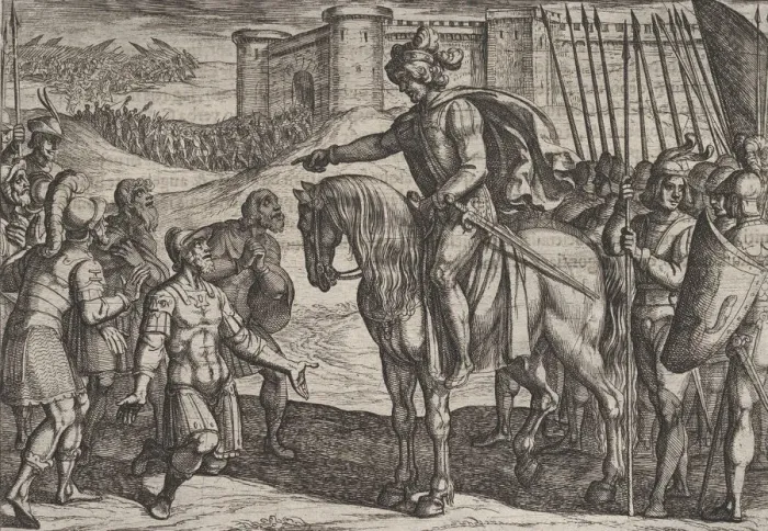 Framed Print : Plate 19: Men from the Fortress Surrender and Pledge Their Lives to Civilis Framed Print : Plate 19: Men from the Fortress Surrender and Pledge Their Lives to Civilis