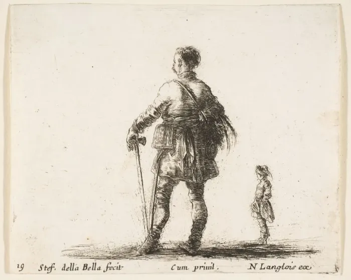 Framed Print : Plate 19: a Polish nobleman in court dress, standing in center, seen from behind, a Framed Print : Plate 19: a Polish nobleman in court dress, standing in center, seen from behind, a