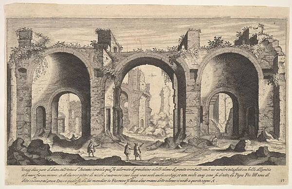 Plate 19: view of the Baths of Caracalla, indicating with inscribed letter A the places