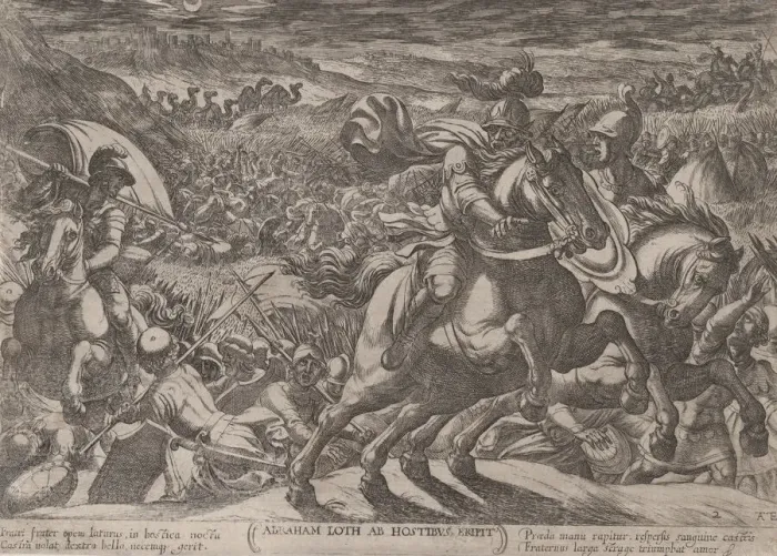 Framed Print : Plate 2: Abraham Liberating His Nephew Lot, from The Battles of the Old Test... ca Framed Print : Plate 2: Abraham Liberating His Nephew Lot, from The Battles of the Old Test... ca