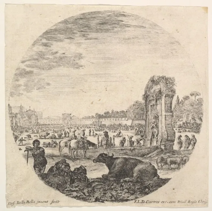 Framed Print : Plate 2: Campo Vaccino, a buffalo and two shepherds in center, the Fontanone to rig Framed Print : Plate 2: Campo Vaccino, a buffalo and two shepherds in center, the Fontanone to rig