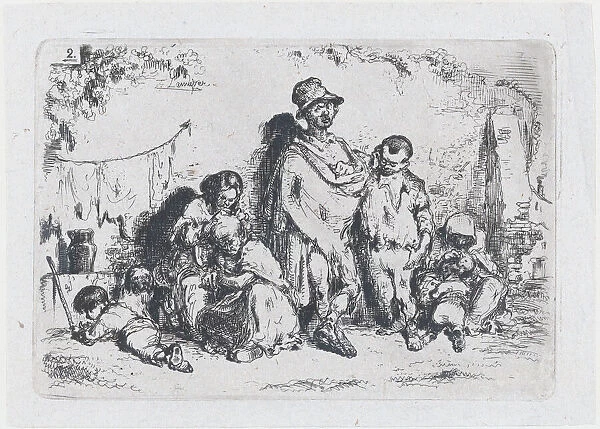 Plate 2: a group of people in the street, possibly beggars