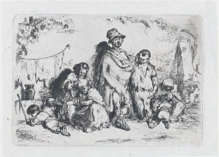 Framed Print : Plate 2: a group of people in the street, possibly beggars Framed Print : Plate 2: a group of people in the street, possibly beggars